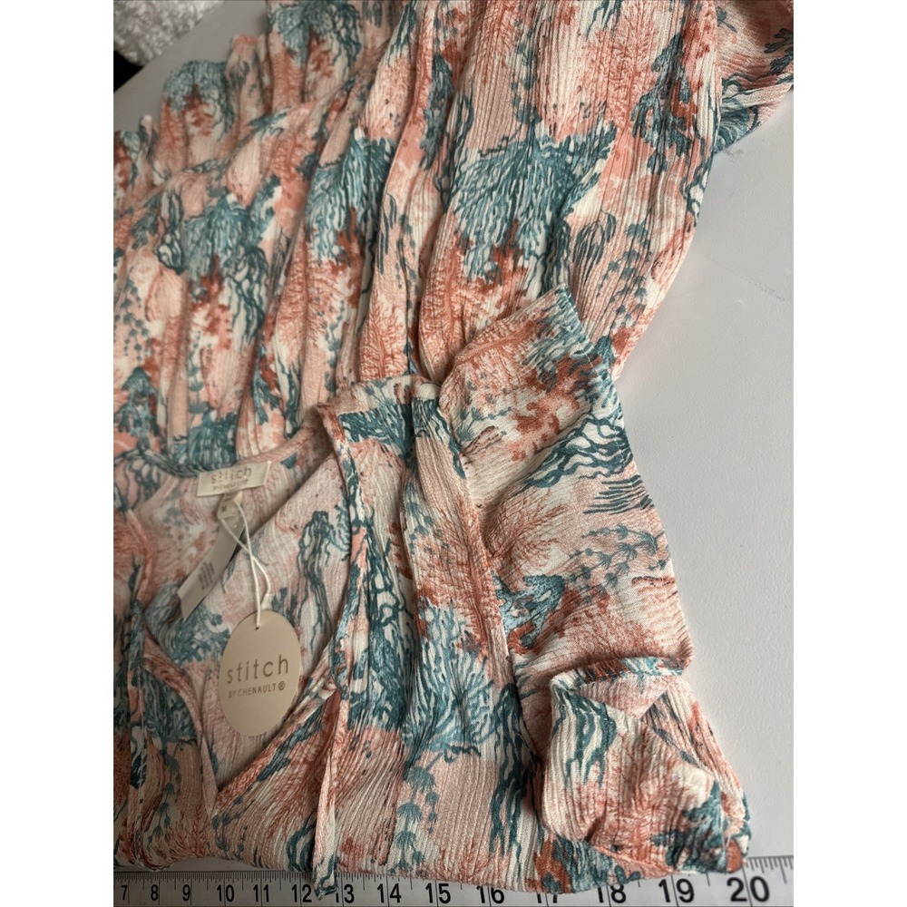 Stitch By Chenault Coral Print Midi Dress NWT Medium Boho Beach Resort Vacation - Picture 10 of 15